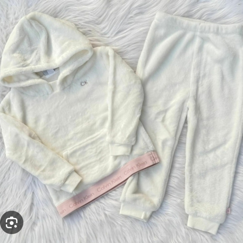 Calvin Klein Kids Cream Fleece Hoodie and Jogger Set